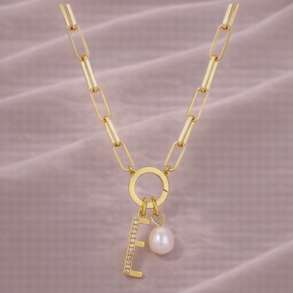 E Initial Gold Chain Necklace